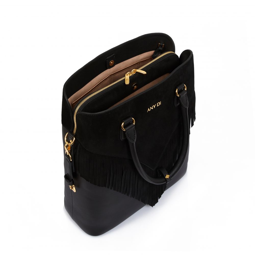 ANY-DI  - BAG L - FRINGES   BLACK